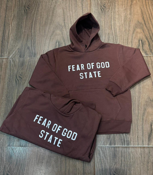 HOODIE : DARK BROWN STATE ESNTLS HOODIE